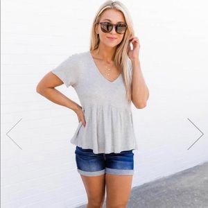 Pink Lily My Best Self Waffle Peplum Blouse